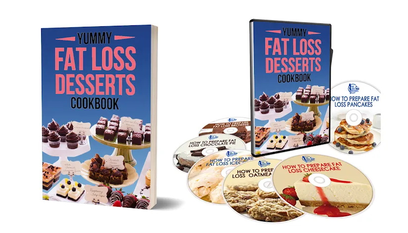 Yummy Fat Loss Desserts cookbook and instructional DVDs bundle.
